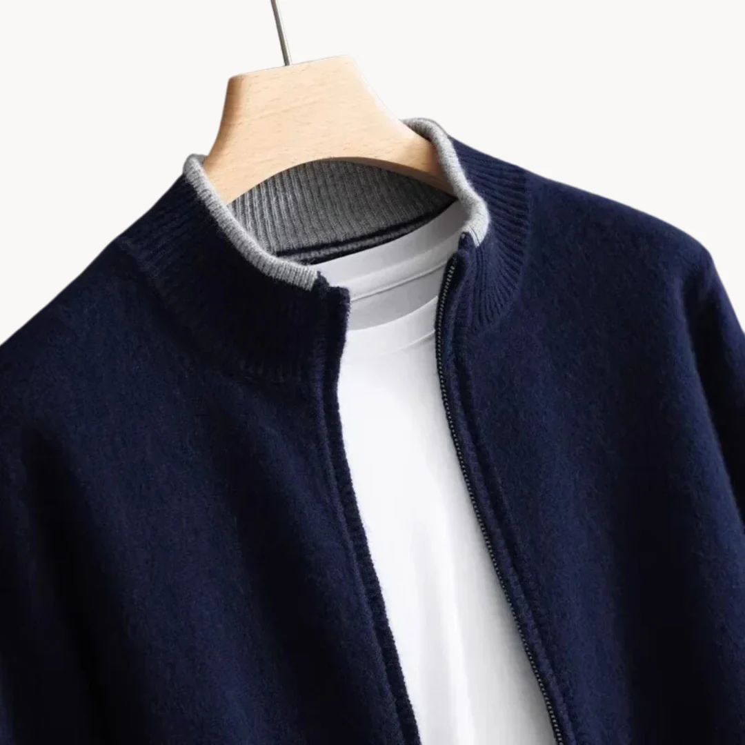 Vielseitige Herren Strickjacke, Reißverschluss-Oberteil, warm & bequem für Herbst.