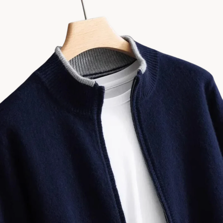 Vielseitige Herren Strickjacke, Reißverschluss-Oberteil, warm & bequem für Herbst.