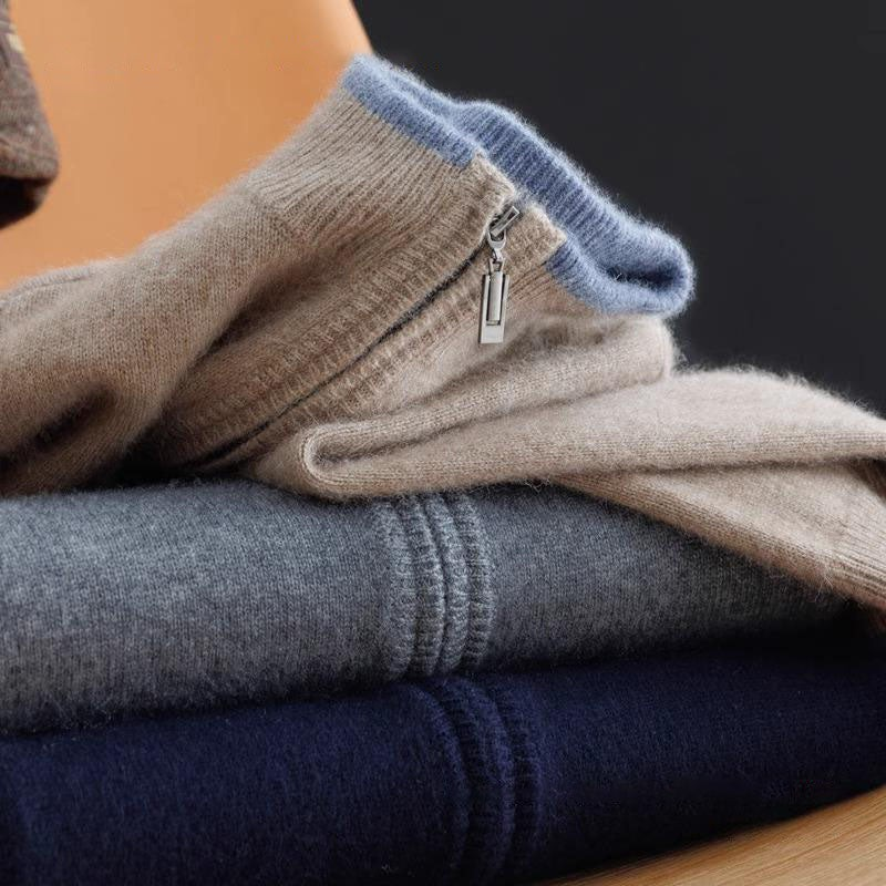 Bequeme Herren Strickjacke mit Reißverschluss, Strick-Cardigan für Herbstmode.
