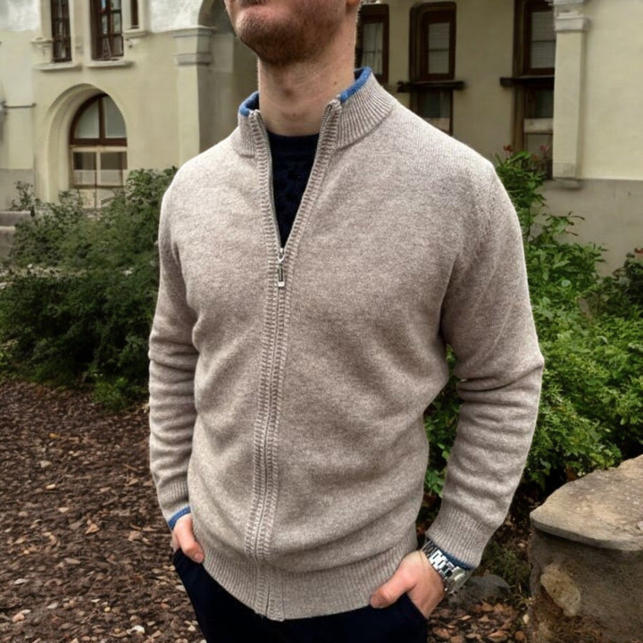 Warme Herren Strickjacke mit Reißverschluss, kuscheliges Oberteil für Herbst & Winter.