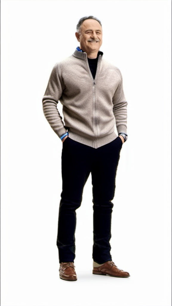 Hochwertige Herren Strickjacke mit Reißverschluss, klassische Mode für Männer.