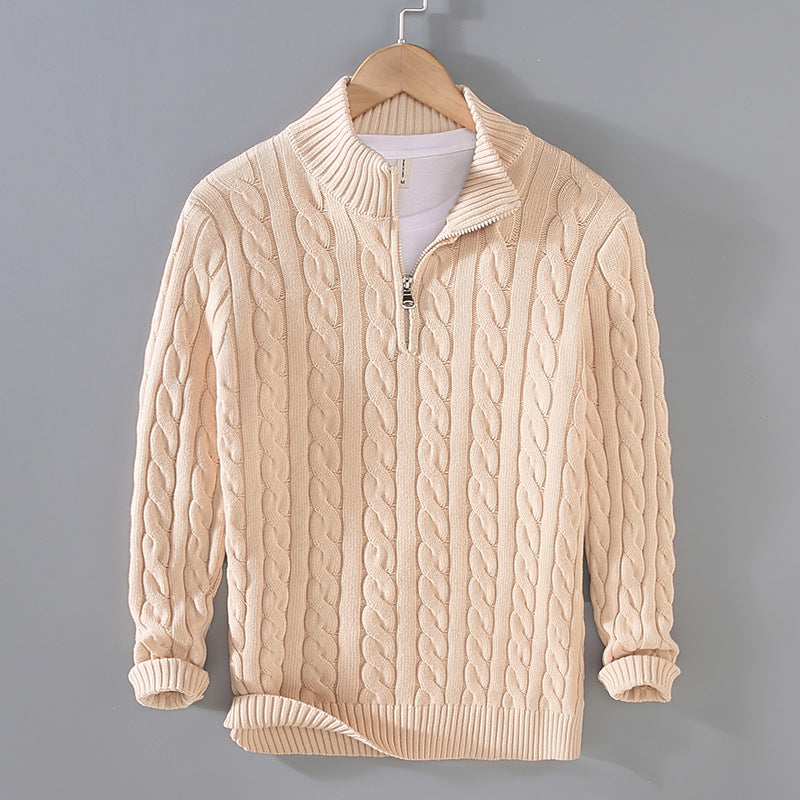 Warmer Herren Zopfmuster-Pullover, ideal für Freizeit und Casual-Looks im Herbst und Winter.