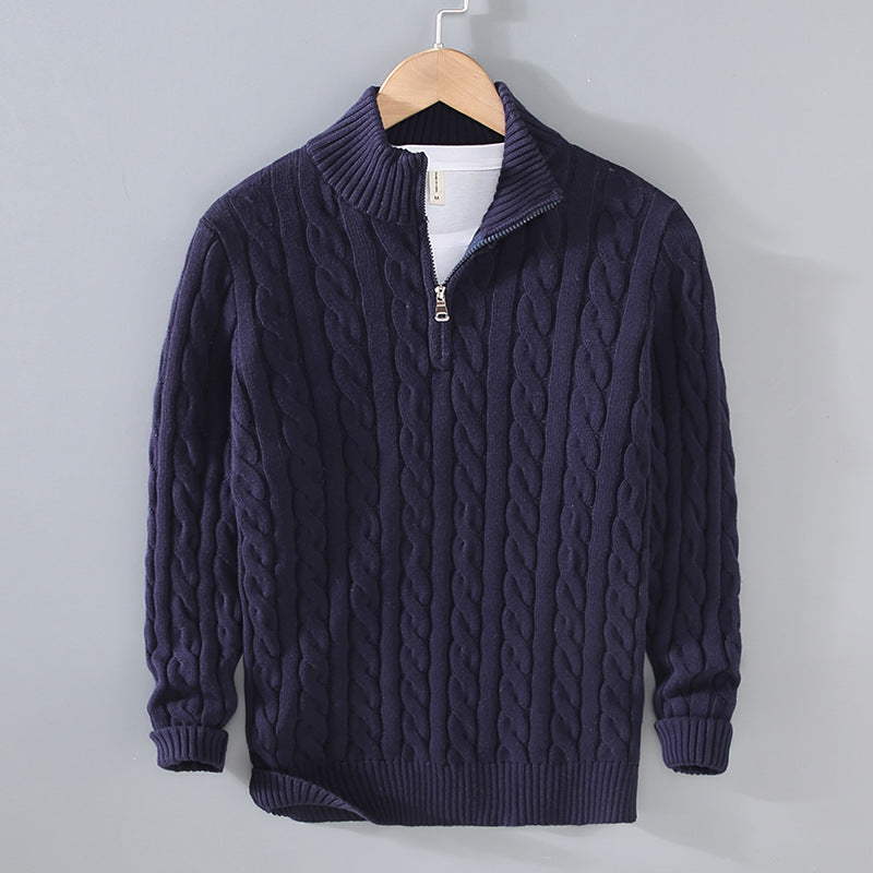 Bequemer Herren Winterpullover mit Zopfmuster und Reißverschluss, ein Must-have für Männer Mode.