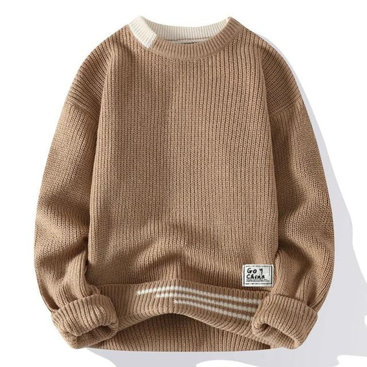 Stilvoller Herren Strickpullover, meliert, mit klassischem Rundhals für bequemen Freizeit- und Alltagslook.