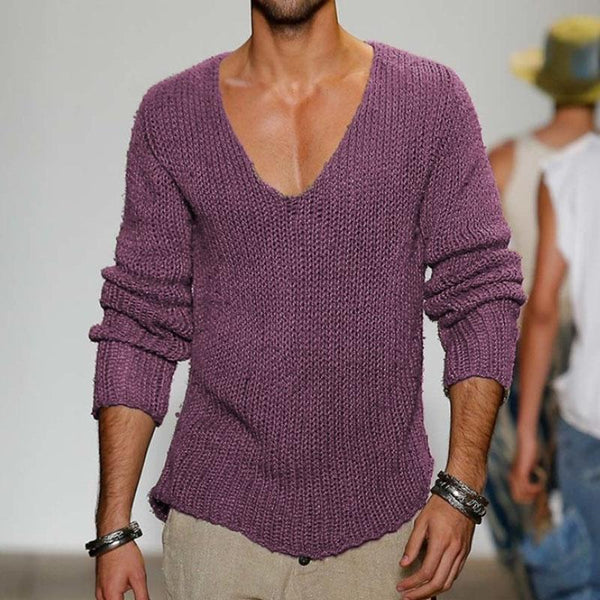 Vielseitiger Herren Strickpullover V-Ausschnitt Relaxed Fit in verschiedenen Farben, bequeme Herrenmode.