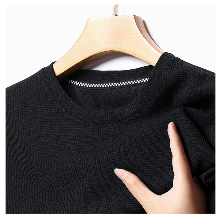 Luftiges Herren T-Shirt für den Sommer, Waffelstruktur, Rundhals und Kurzarm, sehr bequem und leicht.