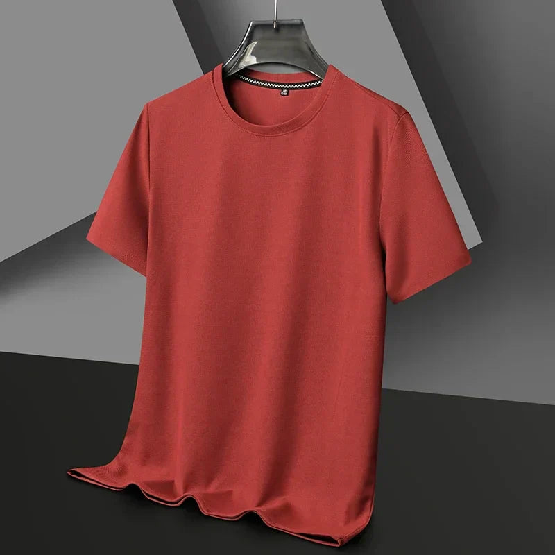 Kurzarm Herren T-Shirt mit Waffelstruktur, Rundhalsausschnitt, bequem und atmungsaktiv für maximalen Komfort.