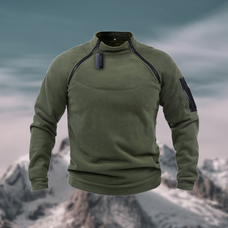 Herrenmode: Robuster Tactical Pullover mit Viertelreißverschluss, ideal für Outdoor-Aktivitäten.