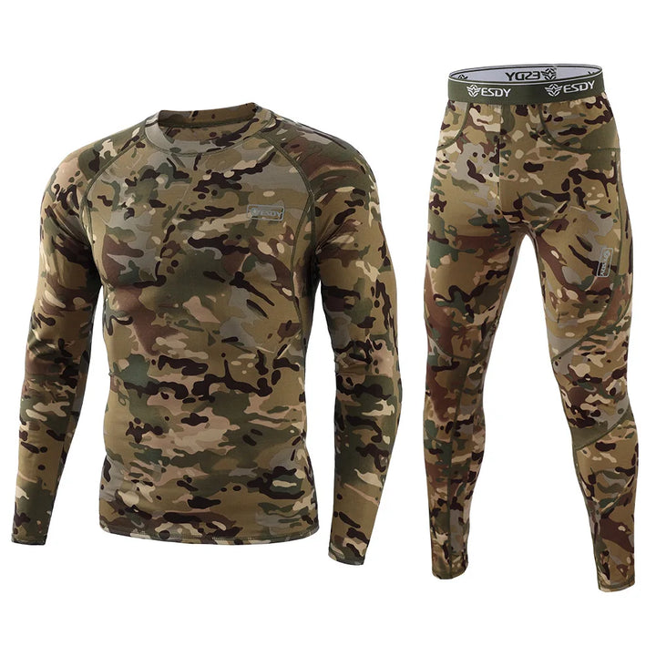 Herren Thermounterwäsche Set Tarnmuster. Baselayer für Outdoor & Winter. Warm, atmungsaktiv & schnelltrocknend.