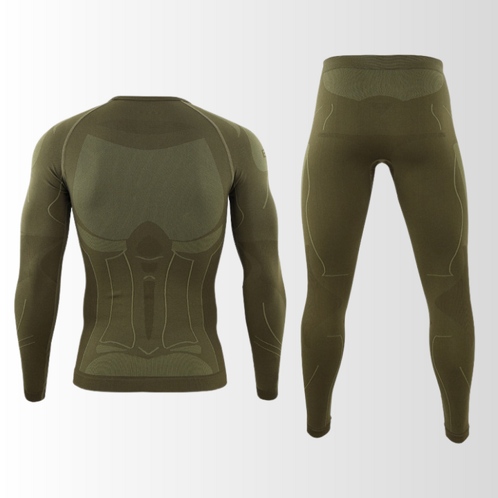 "Herren Thermounterwäsche Set, atmungsaktiv, nahtlos, in Blau, ideal für Outdoor und Sport, wärmeregulierend."