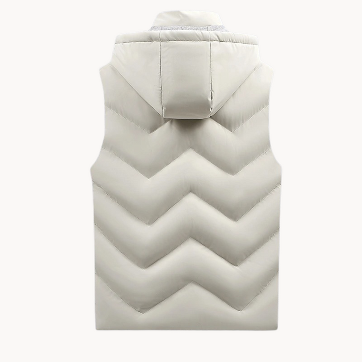 Herren Thermoweste in Grau, isoliert, flexibel und bequem, ideal für Outdoor-Aktivitäten bei kaltem Wetter.