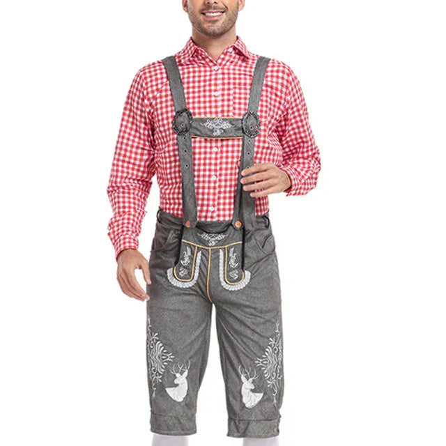 Vielseitiges Herren Trachten-Set für Volksfest, Oktoberfest & bayerische Anlässe, mit Hose und kariertem Hemd.
