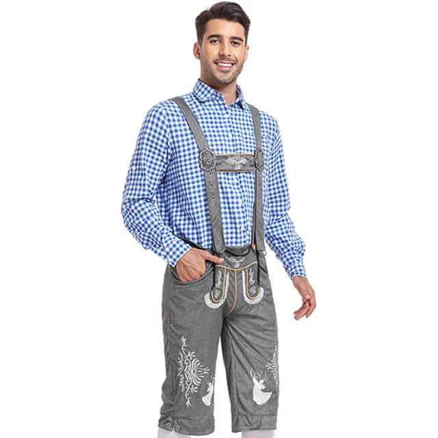 Authentisches Herren Trachten-Set mit bestickter Hose & Hemd, ideal für jede bayerische Feier, Trachtenmode.