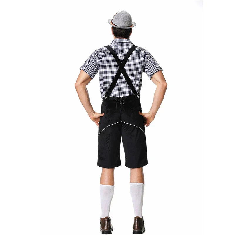 Detaillierte Herren Lederhose mit edler Stickerei, traditionell für Volksfest & Oktoberfest, Teil des Trachten-Sets.