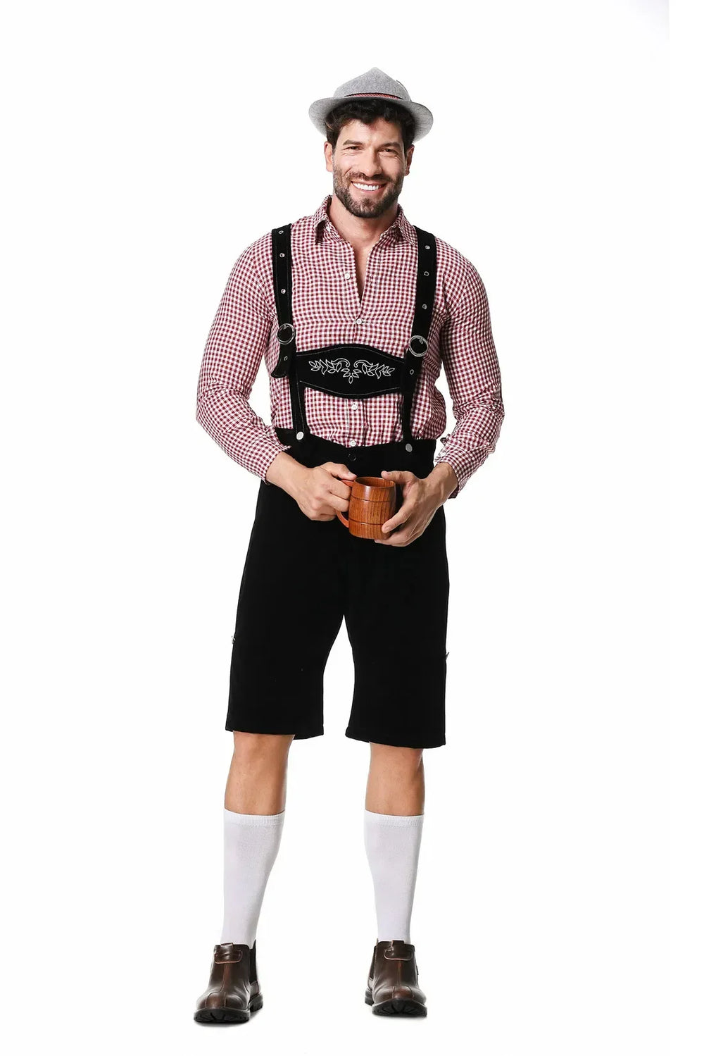 Authentisches bayerisches Herren Trachten-Set mit Lederhose, Hemd & Weste, ideal für Feste.