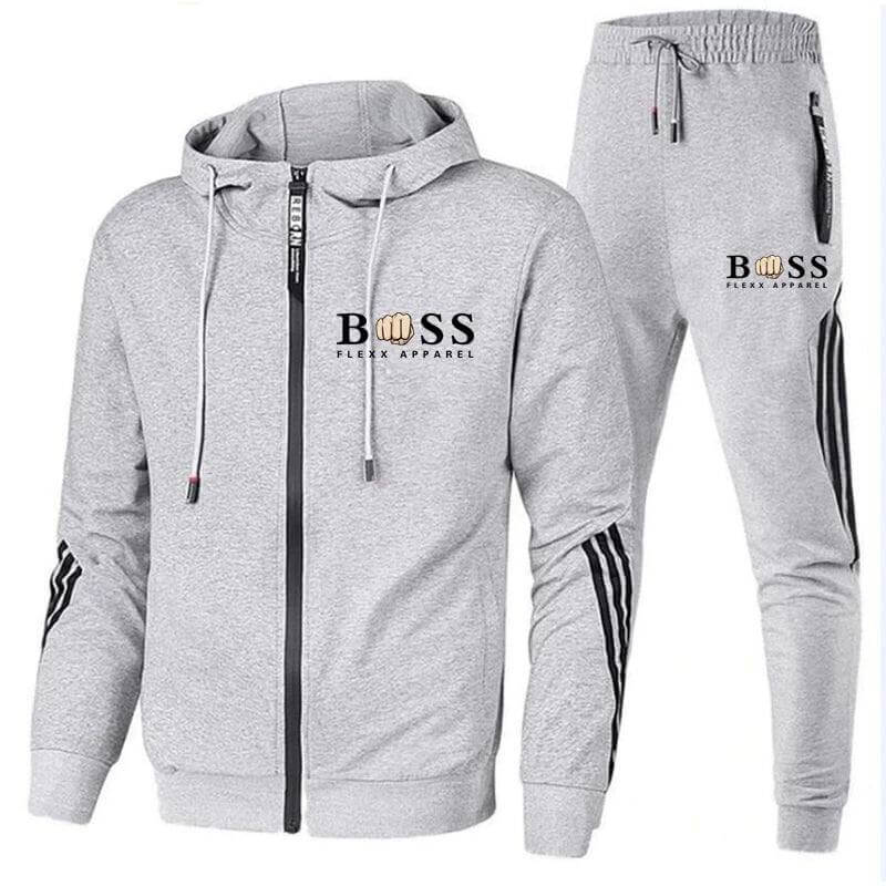 Wintertauglicher Herren Trainingsanzug: Moderner Slim-Fit-Freizeitanzug mit Reißverschlussjacke & bequemer Jogginghose.
