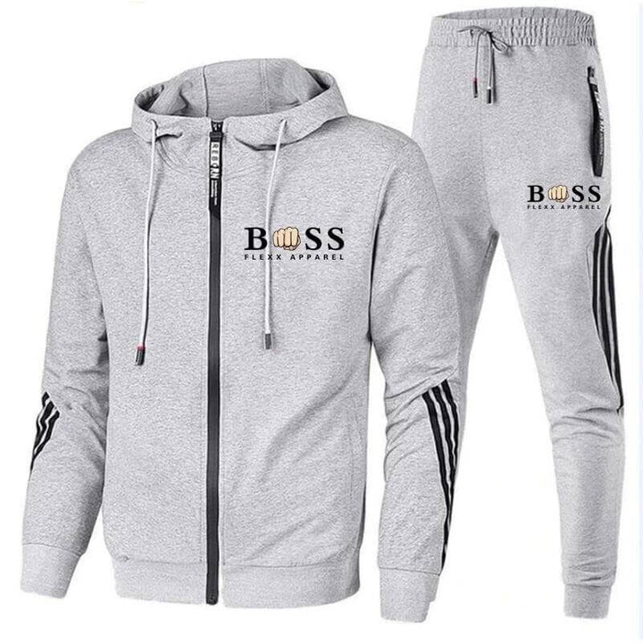 Wintertauglicher Herren Trainingsanzug: Moderner Slim-Fit-Freizeitanzug mit Reißverschlussjacke & bequemer Jogginghose.