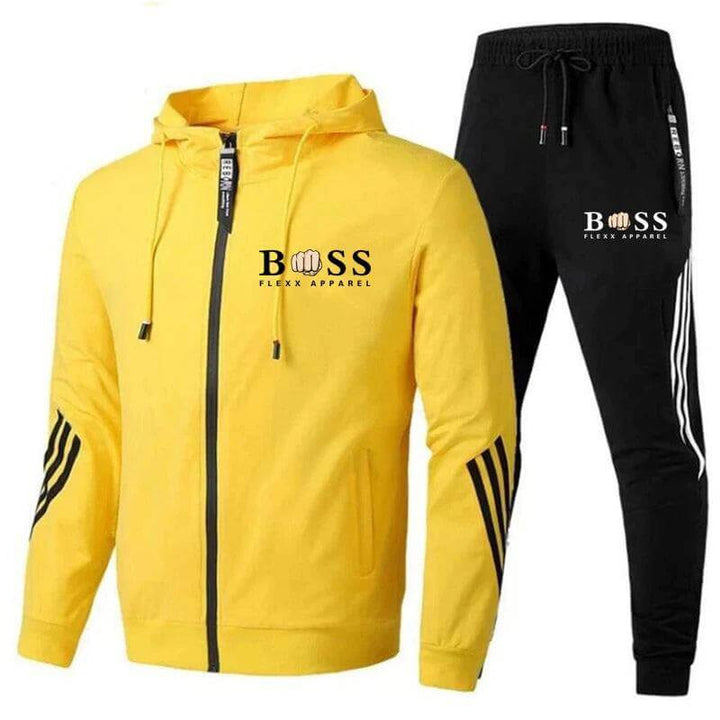Stilvoller Herren Sportanzug: Slim-Fit-Jogginghose und Reißverschlussjacke für maximalen Komfort und moderne Sportmode.