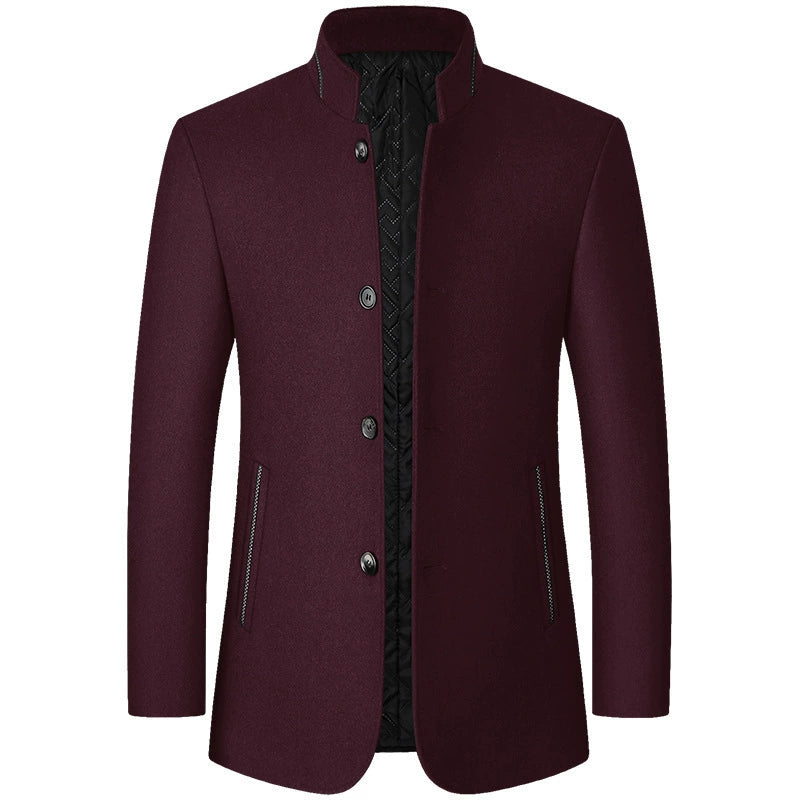 Herren Trenchcoat aus Wolle, klassisch lässig, ideal für Herbst und Frühling, elegant in Freizeitkleidung.