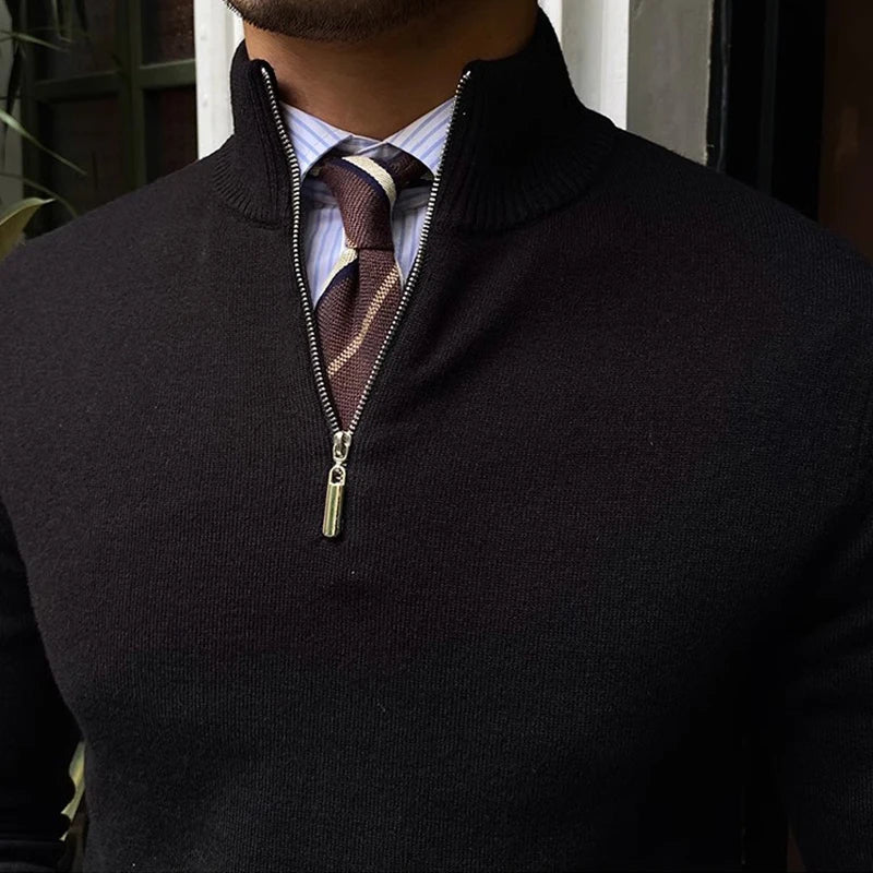 Komfortabler Herren Viertelzip Pullover für Frühling und Übergangszeit. Ideales Langarm-Oberteil.