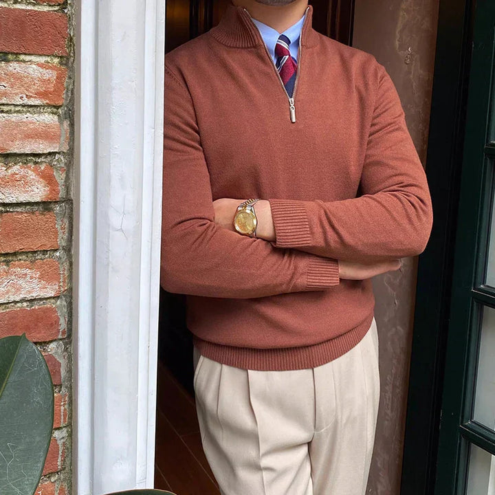 Vielseitiger Herren Viertelzip Pullover, ein stilvolles Langarm-Oberteil für die Frühlingsmode der Männer.