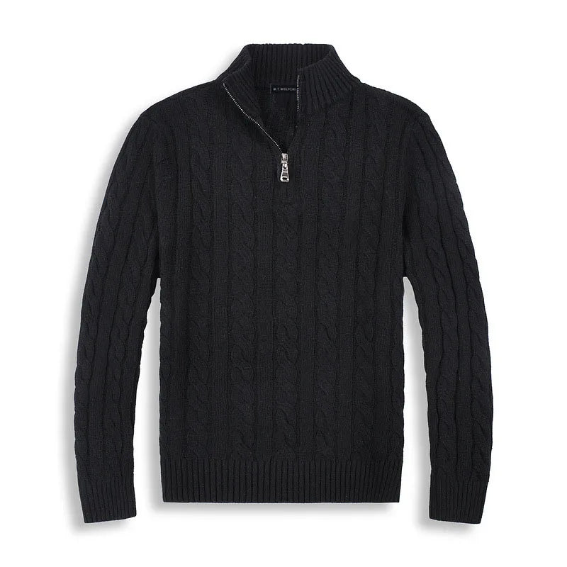 Vielseitiger Herren Viertelzip Strickpullover Zopfmuster, kombinierbar für elegante & casual Looks.