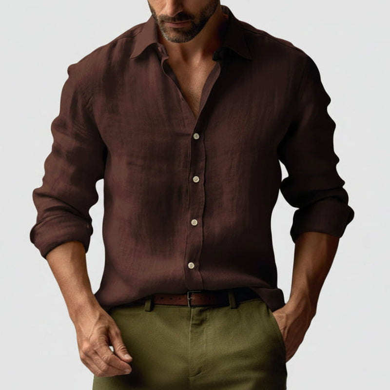 Atmungsaktives Herren Vintage Hemd mit stilvollen Knöpfen, elegant und lässig für den Sommer.