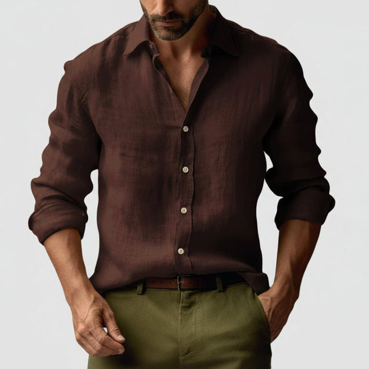 Atmungsaktives Herren Vintage Hemd mit stilvollen Knöpfen, elegant und lässig für den Sommer.