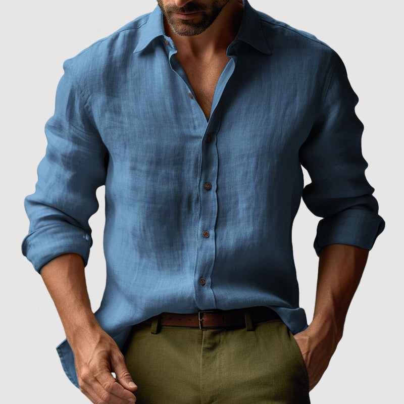 Stylisches Herren Freizeithemd mit Knöpfen, Vintage-Look, komfortabel für Alltag & Urlaub.