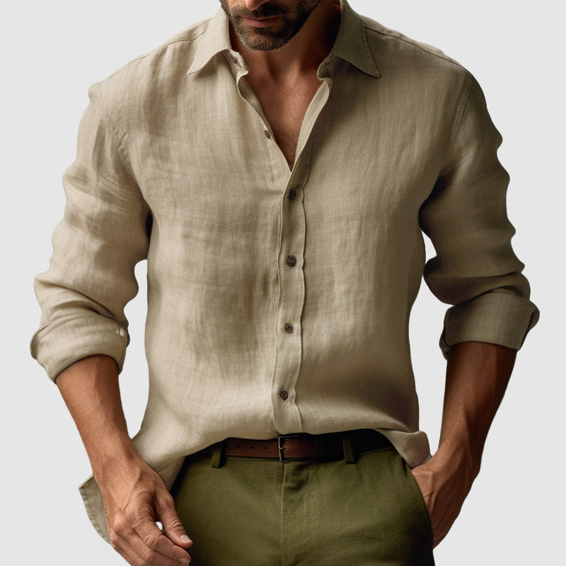 Komfortables Herren Sommerhemd im Vintage-Look mit Knöpfen, lockerer Schnitt für warme Tage.