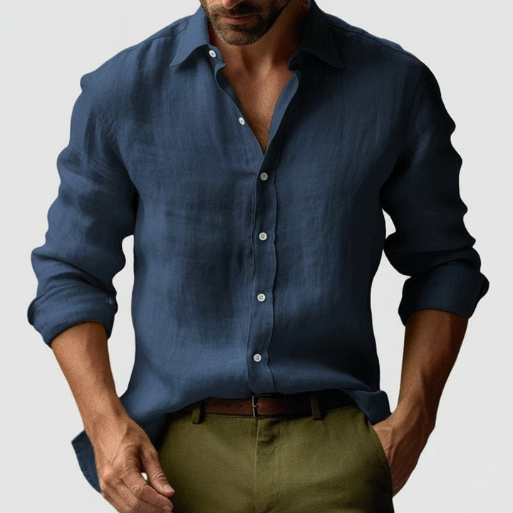 Modisches Herren Vintage Hemd mit Knöpfen, elegant-lässig, ein Must-have für den Sommerurlaub.