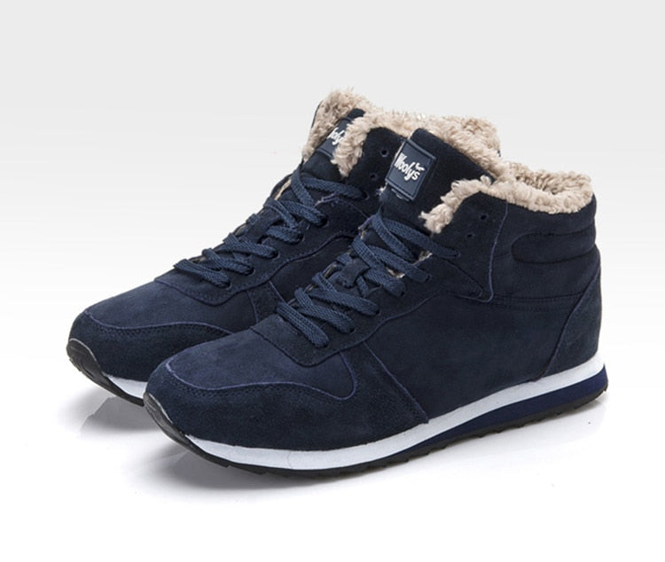 Herren warme Winterschuhe, gefütterte High-Top Sneakers in Braun, seitliche Ansicht