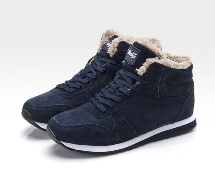 Herren warme Winterschuhe, gefütterte High-Top Sneakers in Braun, seitliche Ansicht