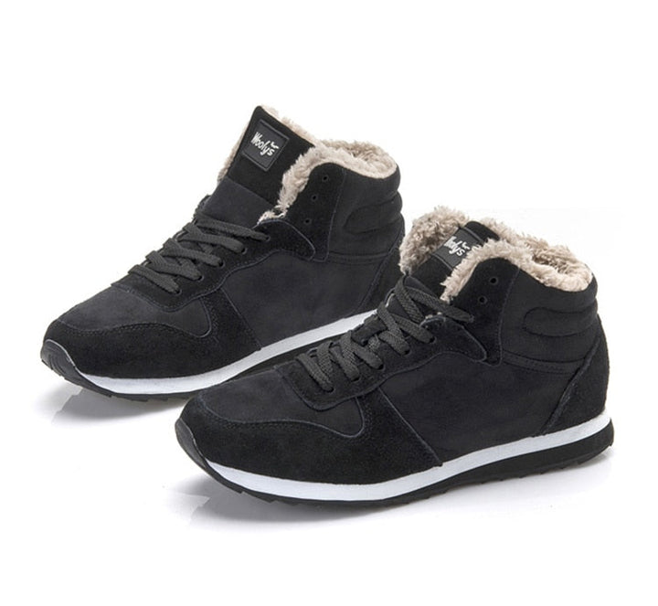 Gefütterte Herren-High-Top-Sneakers, schwarzes Textil-Obermaterial, warm und atmungsaktiv