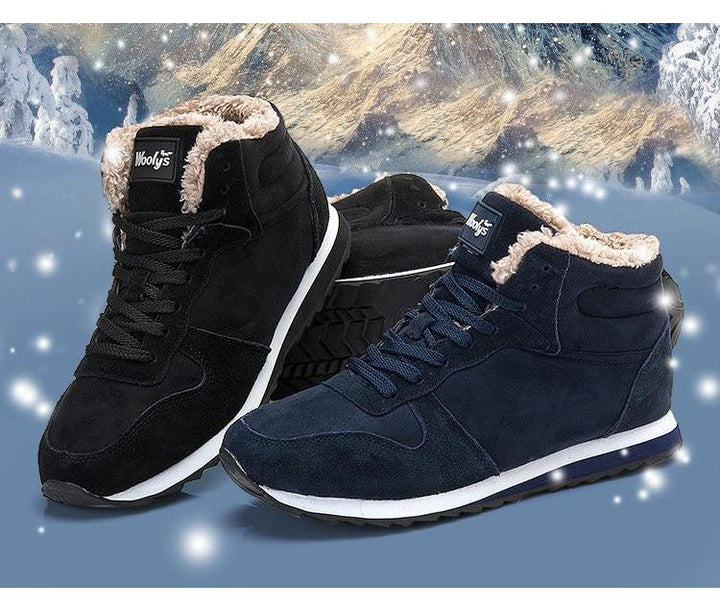 Detailaufnahme der warmen Fütterung in Herren-Winterschuhen, Komfort und Kälteschutz