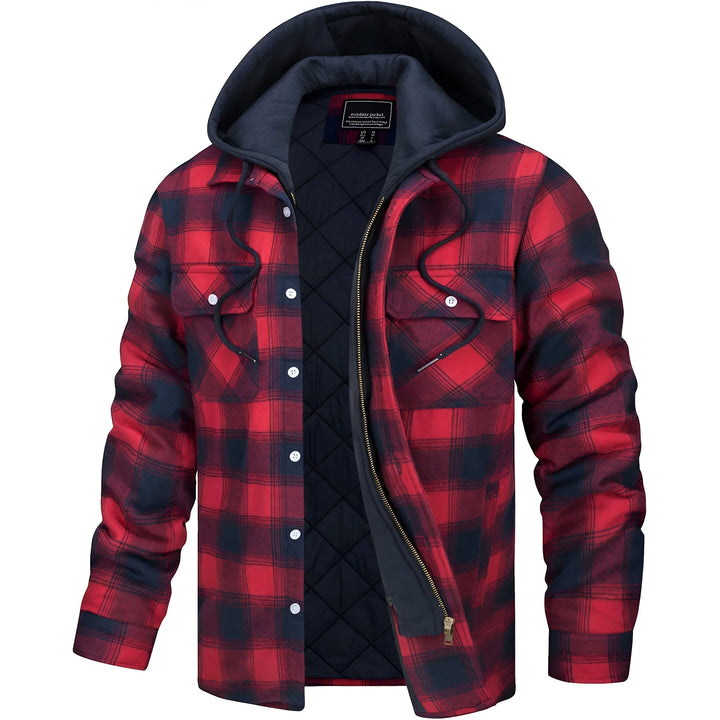 Seitenansicht Herren Übergangsjacke, wasserabweisend. Funktionale Freizeitjacke mit Kapuze für Komfort im Herbst.