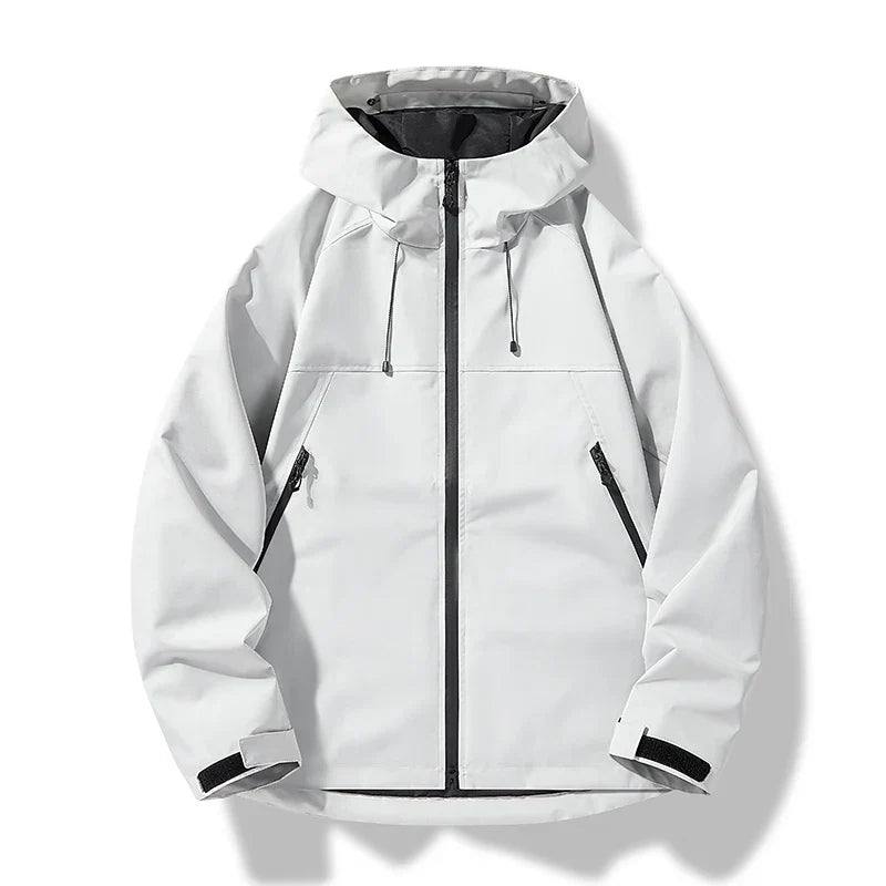 Herren wasserdichte & winddichte Shell Jacke mit Kapuze für Outdoor-Sport & Freizeit, wetterfeste Funktionsjacke.