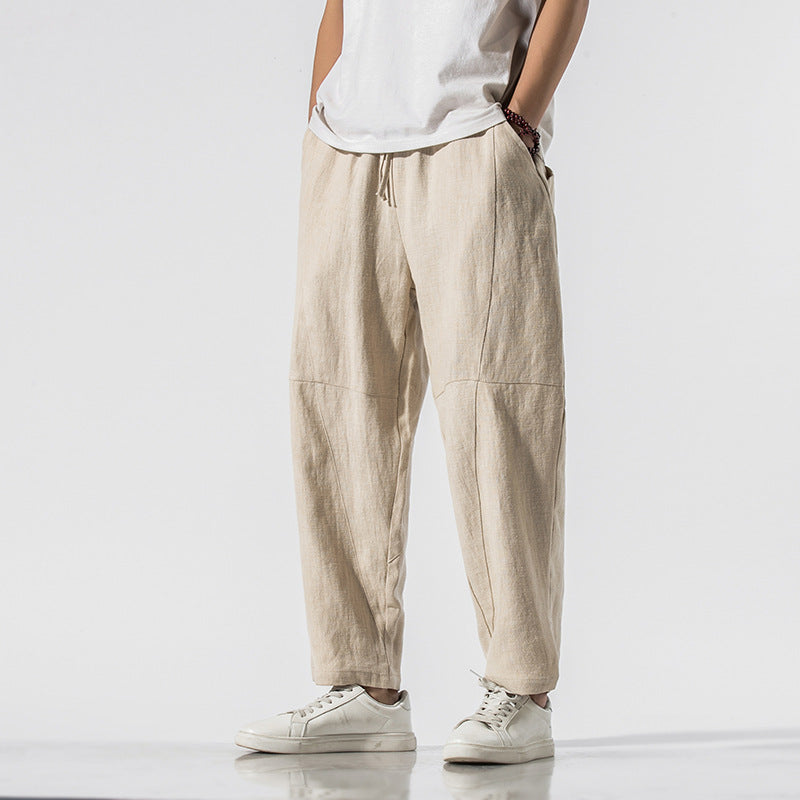 Vielseitige Weitbein-Freizeithose, knöchellang. Lockerer Unisex-Stil, bequem für Herbstmode & Alltag.