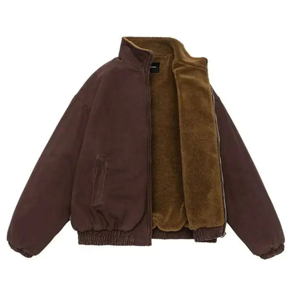 Rote Herren Winterjacke mit Reißverschluss, warm & lässig, perfekt für Outdoor & Freizeit.