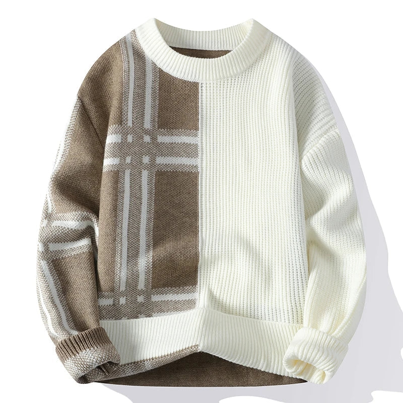 Herren Winter-Colorblock-Pullover mit Rundhals. Stilvolle Freizeitmode für kalte Tage, warm & lässig.
