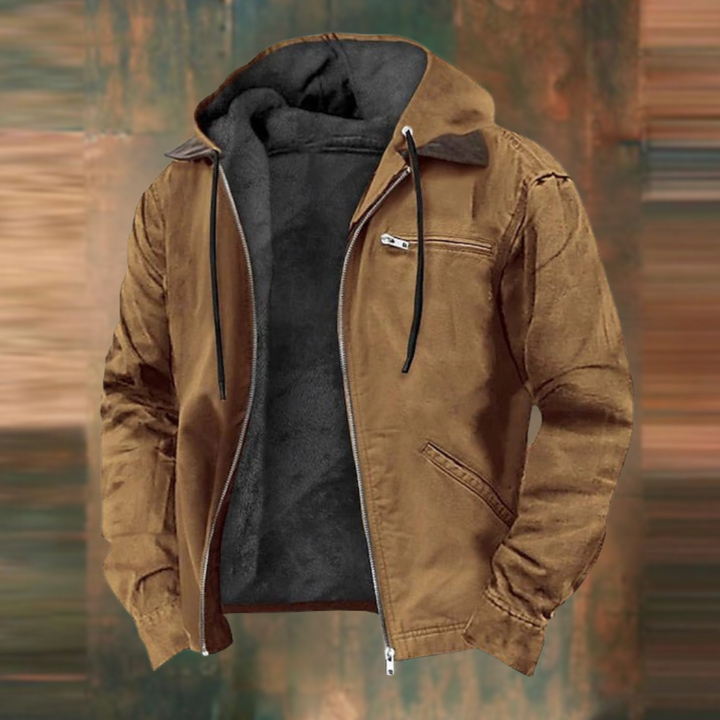 Herren Winter Hoodie Jacke mit Reißverschluss und Kapuze, warme Freizeitjacke für Herren.
