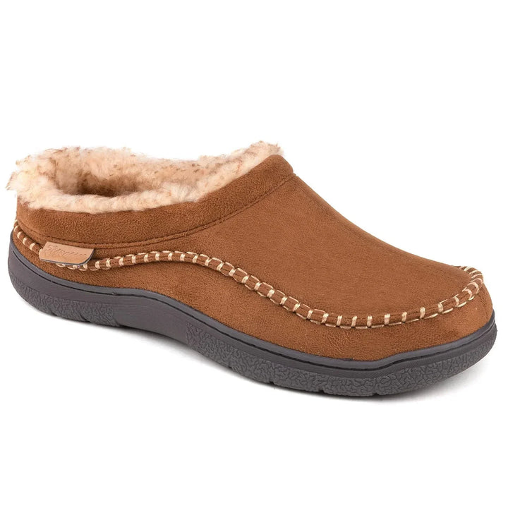 Seitliche Ansicht der stilvollen Herren Winter-Loafer. Warm, rutschfest & bequem; perfekt als Hausschuhe oder Outdoor-Schuhe.