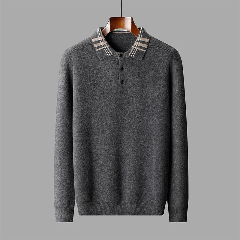 Herren Winter Polo-Pullover, klassisch, warm und stilvoll, ideal für Freizeit & Business Casual.