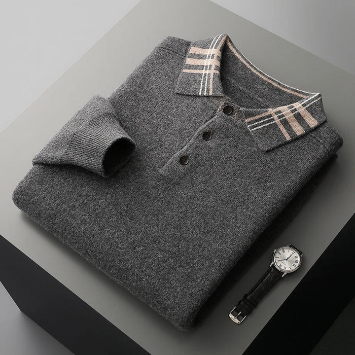 Eleganter Herren Langarm Polo-Pullover für den Winter. Klassisches Oberteil, perfekt für Business & Freizeit.