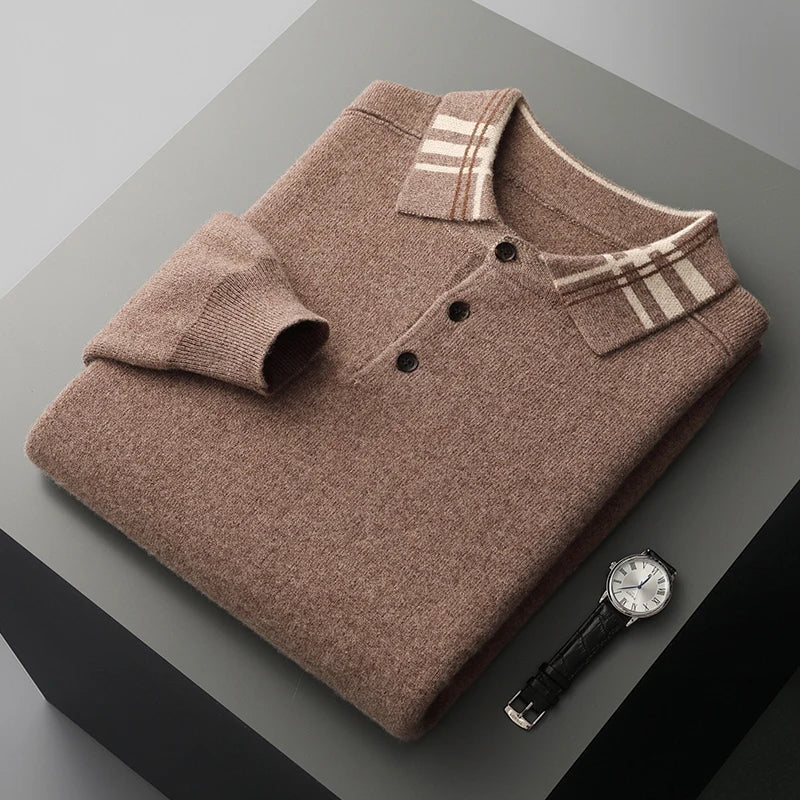 Warmer Herren Polo-Pullover im klassischen Stil. Optimales Winter-Oberteil für Komfort und Eleganz.
