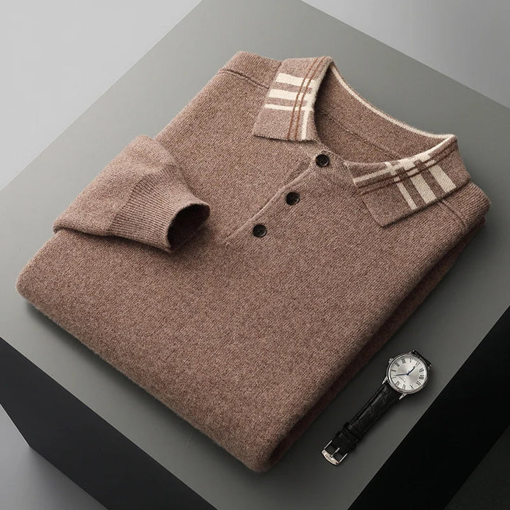 Warmer Herren Polo-Pullover im klassischen Stil. Optimales Winter-Oberteil für Komfort und Eleganz.
