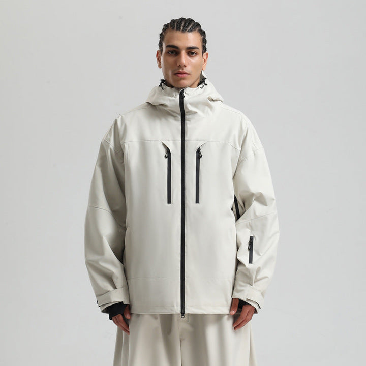 Detaillierter Reißverschluss der warmen Herren Winter Skijacke, funktional & winddicht.