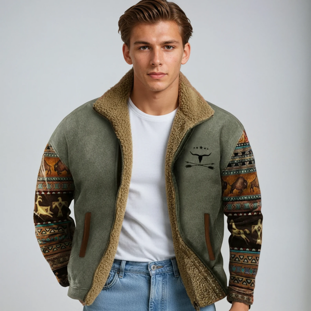 Herren Winterjacke im Vintage-Design, warm und robust, ideal für Outdoor-Aktivitäten. Stilvolle Männermode.