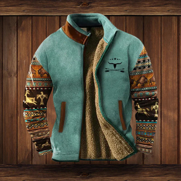 Stylische Herren Winterjacke, Vintage-Look Rückansicht, warm und wetterfest für kalte Herbsttage.