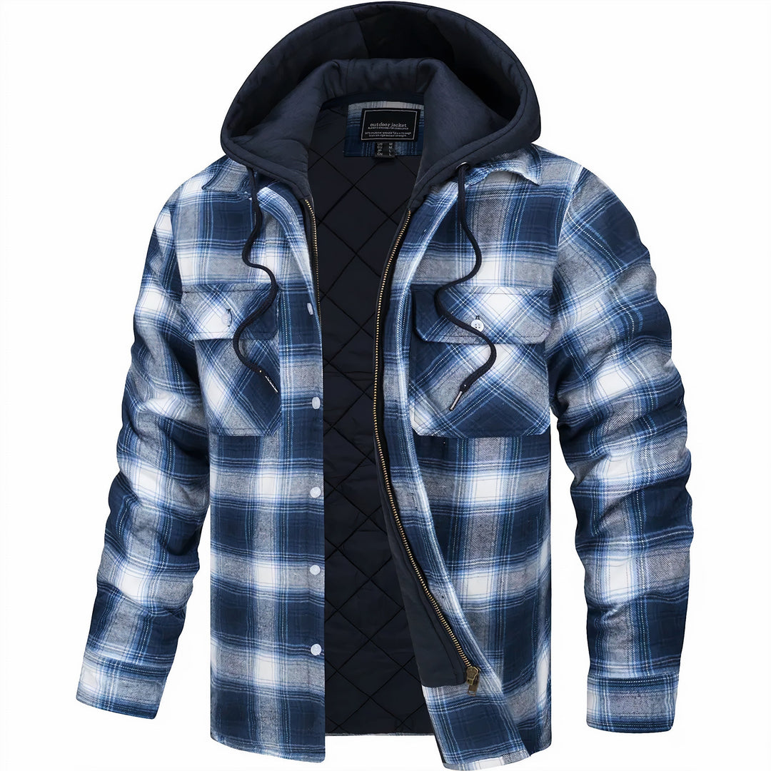 Warme Herren Winterjacke mit Karomuster und Reißverschluss. Modische Oberbekleidung für stilvolle Casual-Looks.